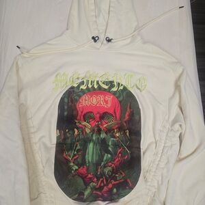 Cream Hoodie with Memento Mori Graphic